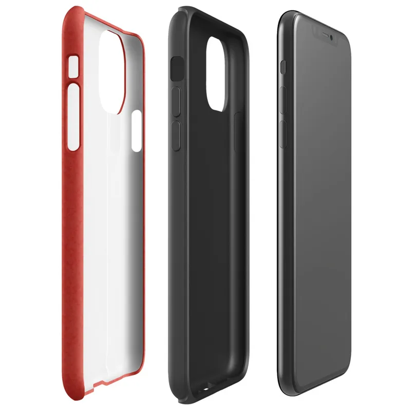 deep crimson red surface with subtle mottled texture variation across a solid warm red background on Glossy Crimson Fire Tough Case for iPhone - default view