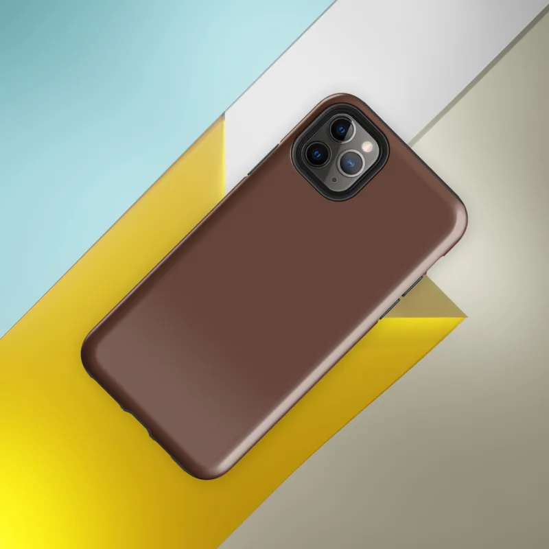 solid deep cognac brown with a warm, matte finish and no additional markings or patterns on Glossy Rich Cognac Solid Tough Case for iPhone - default view