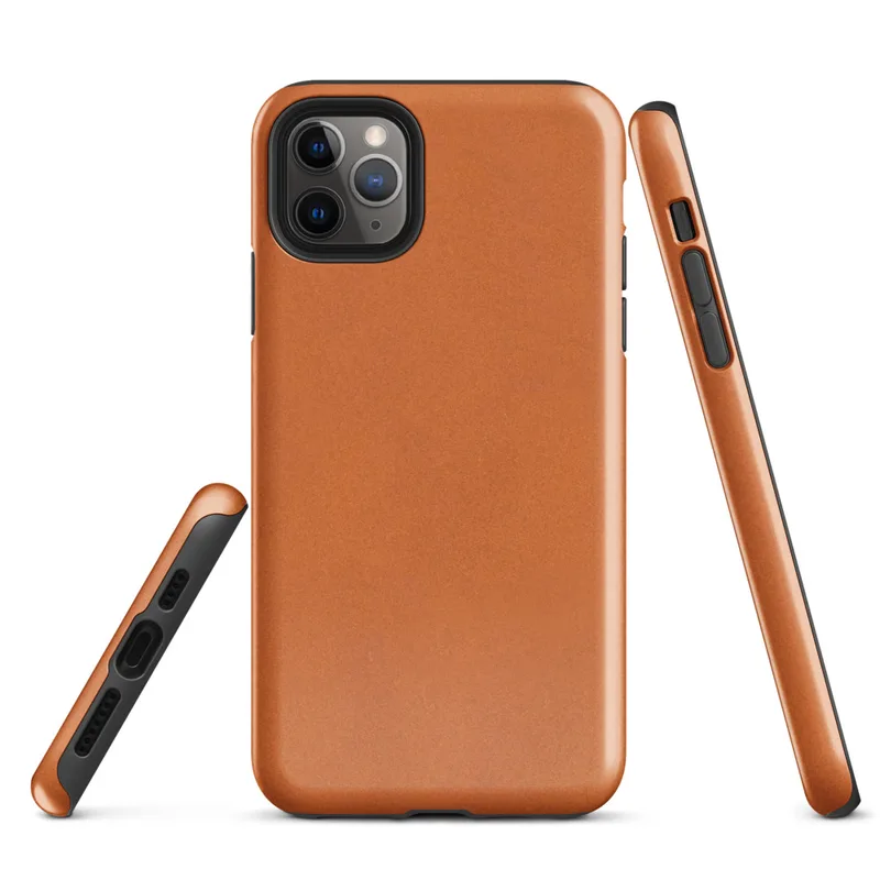 solid flat burnt orange in a warm earthy tone with subtle texture variation across the surface on Glossy Burnt Orange Solid Classic Tough Case for iPhone - default view