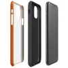 solid flat burnt orange in a warm earthy tone with subtle texture variation across the surface on Glossy Burnt Orange Solid Classic Tough Case for iPhone - default view