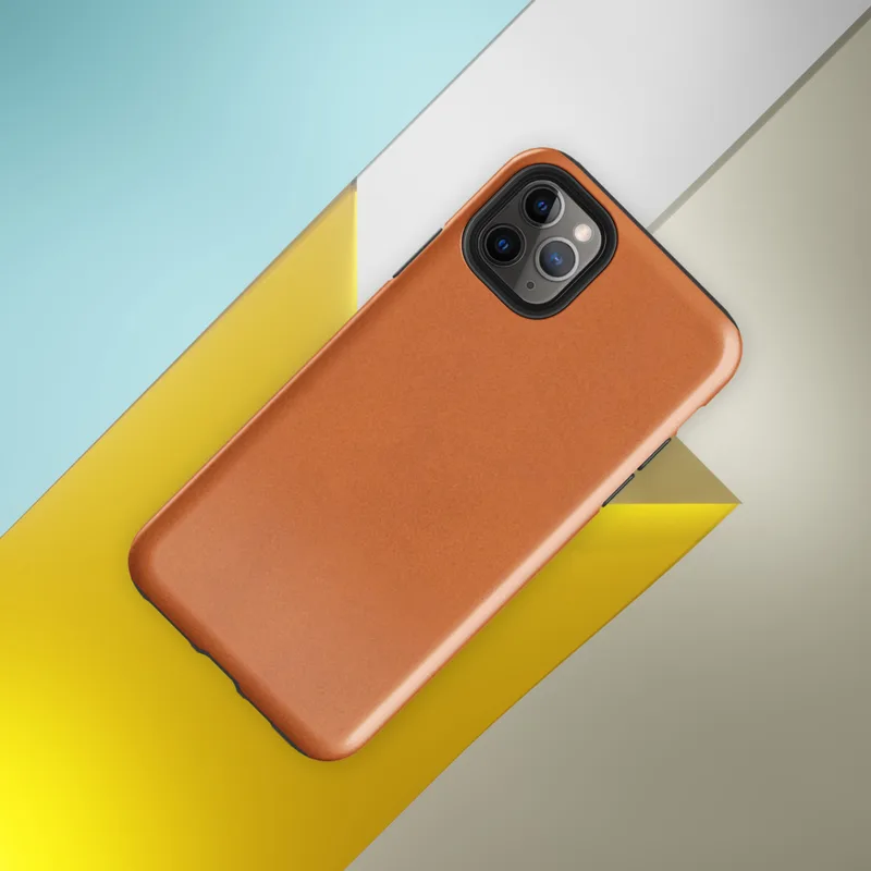 solid flat burnt orange in a warm earthy tone with subtle texture variation across the surface on Glossy Burnt Orange Solid Classic Tough Case for iPhone - default view