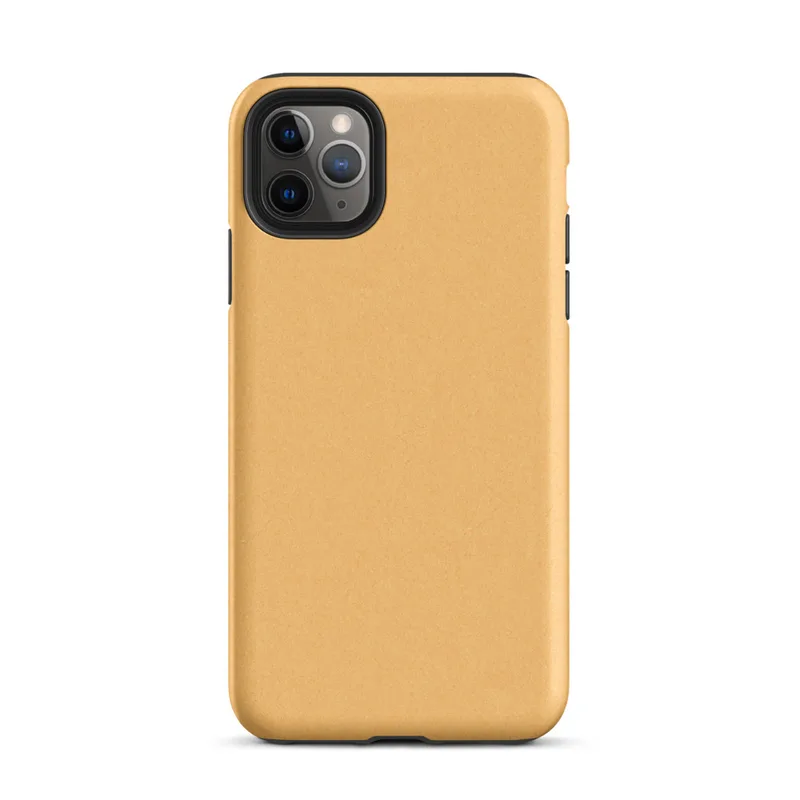 flat solid warm golden apricot color with a smooth matte paper-like texture and subtle natural fiber grain on Matte Golden Hour Minimal Tough Case for iPhone - default view