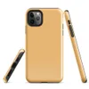 flat solid warm golden apricot color with a smooth matte paper-like texture and subtle natural fiber grain on Glossy Golden Hour Minimal Tough Case for iPhone - default view