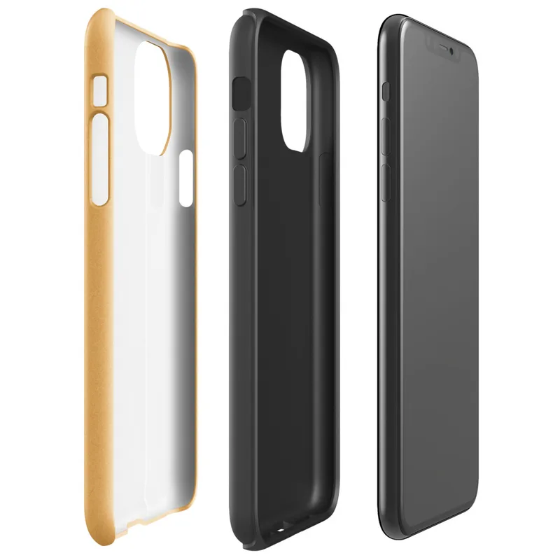 flat solid warm golden apricot color with a smooth matte paper-like texture and subtle natural fiber grain on Glossy Golden Hour Minimal Tough Case for iPhone - default view