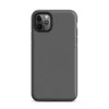 close-up woven linen fabric texture in deep charcoal and slate grey tones with subtle thread variation on Matte Slate Linen Texture Tough Case for iPhone - default view