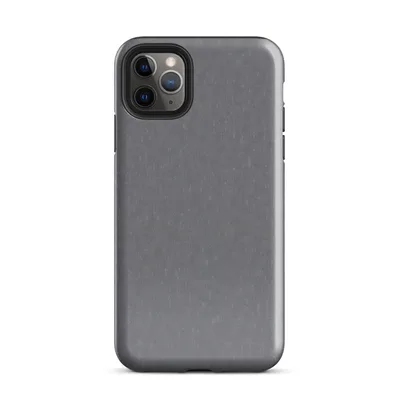 close-up woven chambray fabric texture in muted steel grey with subtle warm undertones and soft tonal variation on Glossy Steel Grey Chambray Texture Tough Case for iPhone - default view