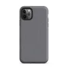close-up woven chambray fabric texture in muted steel grey with subtle warm undertones and soft tonal variation on Matte Steel Grey Chambray Texture Tough Case for iPhone - default view