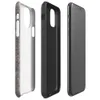 Glossy Raw Industrial Fiber Texture Tough Case for iPhone — close-up of matted gray and taupe recycled felt fibers