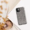 Glossy Raw Industrial Fiber Texture Tough Case for iPhone — close-up of matted gray and taupe recycled felt fibers