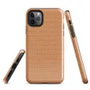 close-up woven crochet knit texture in warm peach and soft apricot tones with horizontal ribbed rows on Glossy Warm Peach Knit Texture Tough Case for iPhone - default view