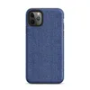 close-up realistic blue denim fabric texture with visible diagonal twill weave and subtle thread variation on Matte Classic Blue Denim Texture Tough Case for iPhone - default view