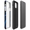 Glossy Dark Star Neon Blue Tough Case for iPhone — overlapping five-point stars in deep blue and black with glowing electric