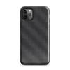 Glossy Carbon Weave Armor Tough Case for iPhone — seamless dark carbon fiber weave pattern with interlocking diagonal bands