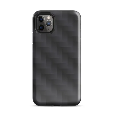 seamless dark carbon fiber weave pattern with interlocking diagonal bands in deep charcoal and slate, creating a three-dimensional textured illusion on Glossy Carbon Weave Armor Tough Case for iPhone - default view