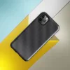 Glossy Carbon Weave Armor Tough Case for iPhone — seamless dark carbon fiber weave pattern with interlocking diagonal bands
