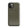 Glossy Tactical Woven Armor Tough Case for iPhone — seamless olive green and tan basketweave pattern resembling tightly