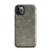 Glossy Woven Earth Texture Tough Case for iPhone — tightly woven horizontal fiber texture in layered olive, taupe