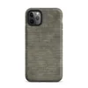 Matte Woven Earth Texture Tough Case for iPhone — tightly woven horizontal fiber texture in layered olive, taupe