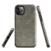 Glossy Woven Earth Texture Tough Case for iPhone — tightly woven horizontal fiber texture in layered olive, taupe