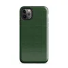 Glossy Forest Green Quilted Grid Tough Case for iPhone — deep forest green quilted fabric surface with a stitched grid