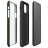 Glossy Forest Green Quilted Grid Tough Case for iPhone — deep forest green quilted fabric surface with a stitched grid