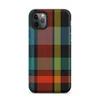 Matte Bold Plaid Riot Tough Case for iPhone — bold tartan plaid pattern in black, fiery red-orange, electric teal