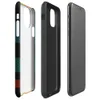 Glossy Bold Plaid Riot Tough Case for iPhone — bold tartan plaid pattern in black, fiery red-orange, electric teal