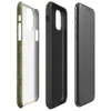 Glossy Woven Grid Olive Tough Case for iPhone — repeating grid of alternating horizontal and vertical line-textured squares