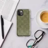 Glossy Woven Grid Olive Tough Case for iPhone — repeating grid of alternating horizontal and vertical line-textured squares