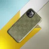 Glossy Woven Grid Olive Tough Case for iPhone — repeating grid of alternating horizontal and vertical line-textured squares