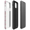 Glossy Classic Red Plaid Tough Case for iPhone — red and white windowpane plaid grid pattern on a soft white woven textile