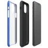 Glossy Classic Blue Woven Texture Tough Case for iPhone — seamless woven chambray fabric texture in soft periwinkle blue