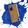 torn and peeling kraft paper revealing corrugated cardboard fluting beneath, warm amber and taupe tones with ragged irregular edges on Glossy Worn Cardboard World Tough Case for Samsung - default - Front view