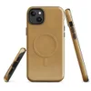 smooth golden ochre surface with soft brushed texture and subtle warm tonal variations resembling windswept sand dunes on Glossy Golden Sand Dune MagSafe Tough Case for iPhone - default - Front view