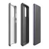 Glossy Steel Knit Armor Tough Case for Samsung — dense interlocking chevron knit pattern in steel grey with scattered deep