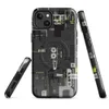 Glossy Circuit City MagSafe Tough Case for iPhone — dense isometric circuit board and industrial machinery blueprint