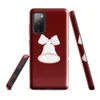 Glossy Triple Bells Holiday Cheer Tough Case for Samsung — three white Christmas bells with ribbon bows arranged in a row