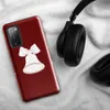 Glossy Triple Bells Holiday Cheer Tough Case for Samsung — three white Christmas bells with ribbon bows arranged in a row