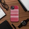 Glossy Classic Red Stripe MagSafe Tough Case for iPhone — horizontal white stripes evenly spaced on a deep crimson red