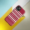 Glossy Classic Red Stripe MagSafe Tough Case for iPhone — horizontal white stripes evenly spaced on a deep crimson red