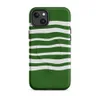 Matte Green Wave Stripe MagSafe Tough Case for iPhone — wavy white horizontal stripes layered over a deep forest green