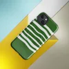 Glossy Green Wave Stripe MagSafe Tough Case for iPhone — wavy white horizontal stripes layered over a deep forest green