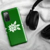 Glossy Triple Poinsettia Holiday Tough Case for Samsung — three white poinsettia blooms with detailed leaf silhouettes