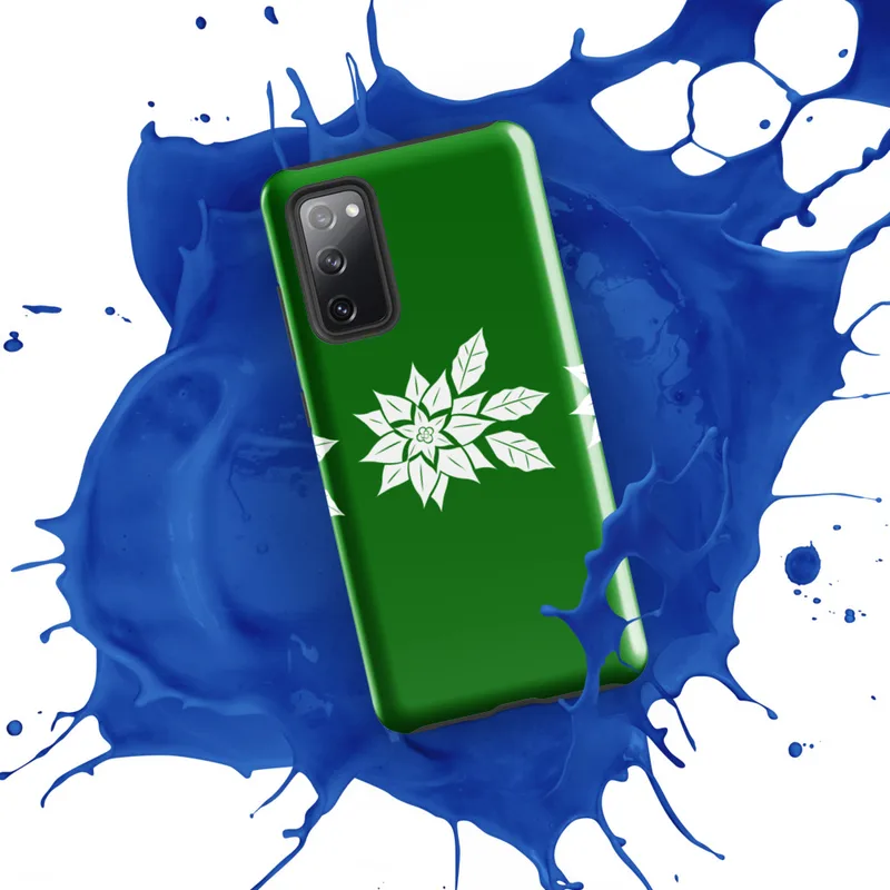 Glossy Triple Poinsettia Holiday Tough Case for Samsung — three white poinsettia blooms with detailed leaf silhouettes