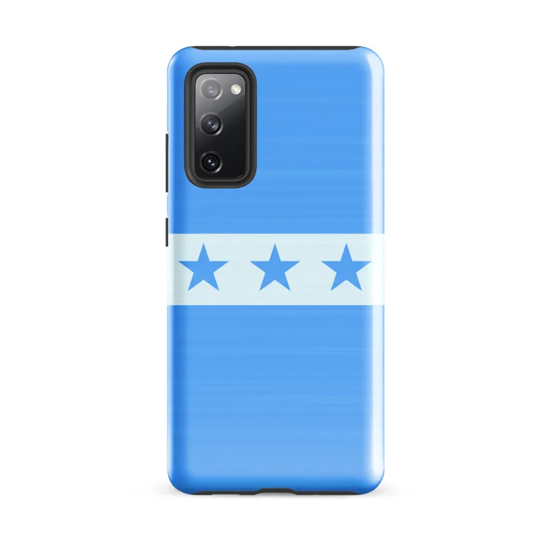 Glossy Blue Skies Seven Stars Tough Case for Samsung — seven blue five-pointed stars aligned in a row on a white horizontal