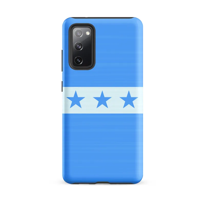 Matte Blue Skies Seven Stars Tough Case for Samsung — seven blue five-pointed stars aligned in a row on a white horizontal