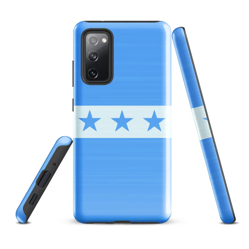 Glossy Blue Skies Seven Stars Tough Case for Samsung — seven blue five-pointed stars aligned in a row on a white horizontal