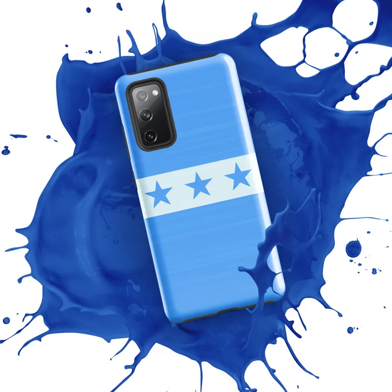 Glossy Blue Skies Seven Stars Tough Case for Samsung — seven blue five-pointed stars aligned in a row on a white horizontal