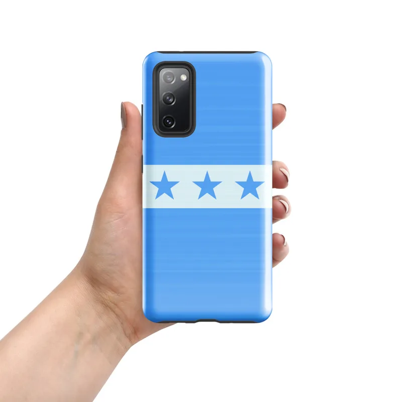 Glossy Blue Skies Seven Stars Tough Case for Samsung — seven blue five-pointed stars aligned in a row on a white horizontal