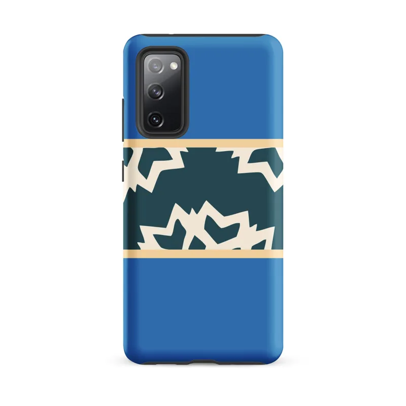 Matte Arctic Fracture Tough Case for Samsung — jagged fractured teal and cream shapes in a horizontal band on sky-blue